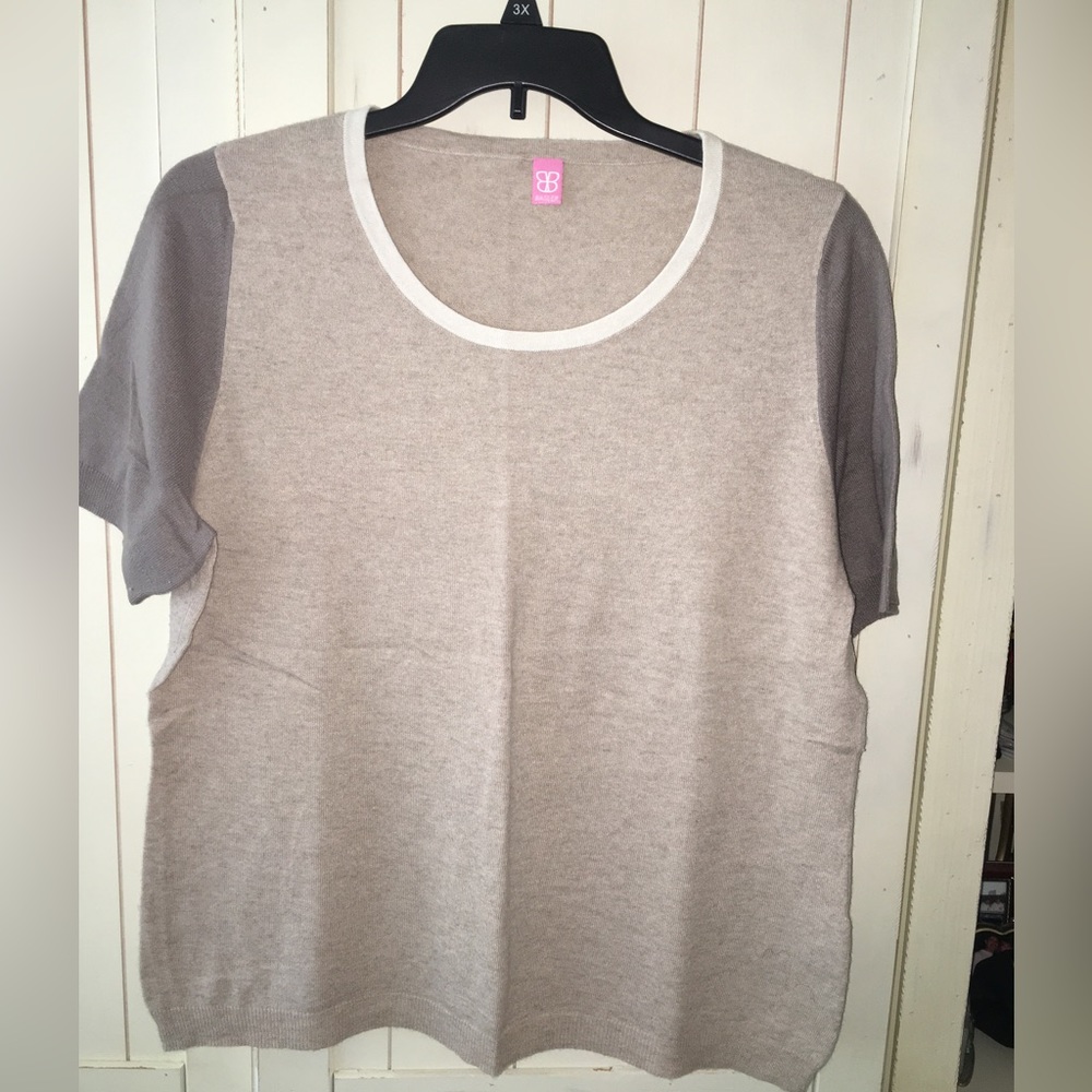 Basler Cashmere Sweater Beige Size 18 Short Sleeve Spring